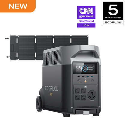 EcoFlow 45W Portable Solar Panel with Portable Power Station DELTA Pro 3600 (Separate Shipment), X-Stream 2.7H Fast Charging, 3600Wh Lifepo4 for 10 Years Power Station, 3.6kWh to 25kWh Expansion (need to connect with extra ba