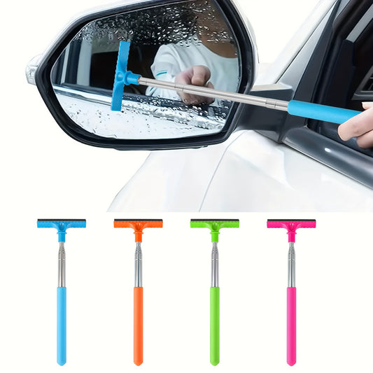 1pc Extendable Car Window Cleaner Sponge & Brush - Portable Manual Water Scraper for Rearview Mirrors, Non-Electric Ergonomic Design with Ergonomic Handle, Durable Bristles for Quick Cleaning, Car Cleaning Accessories