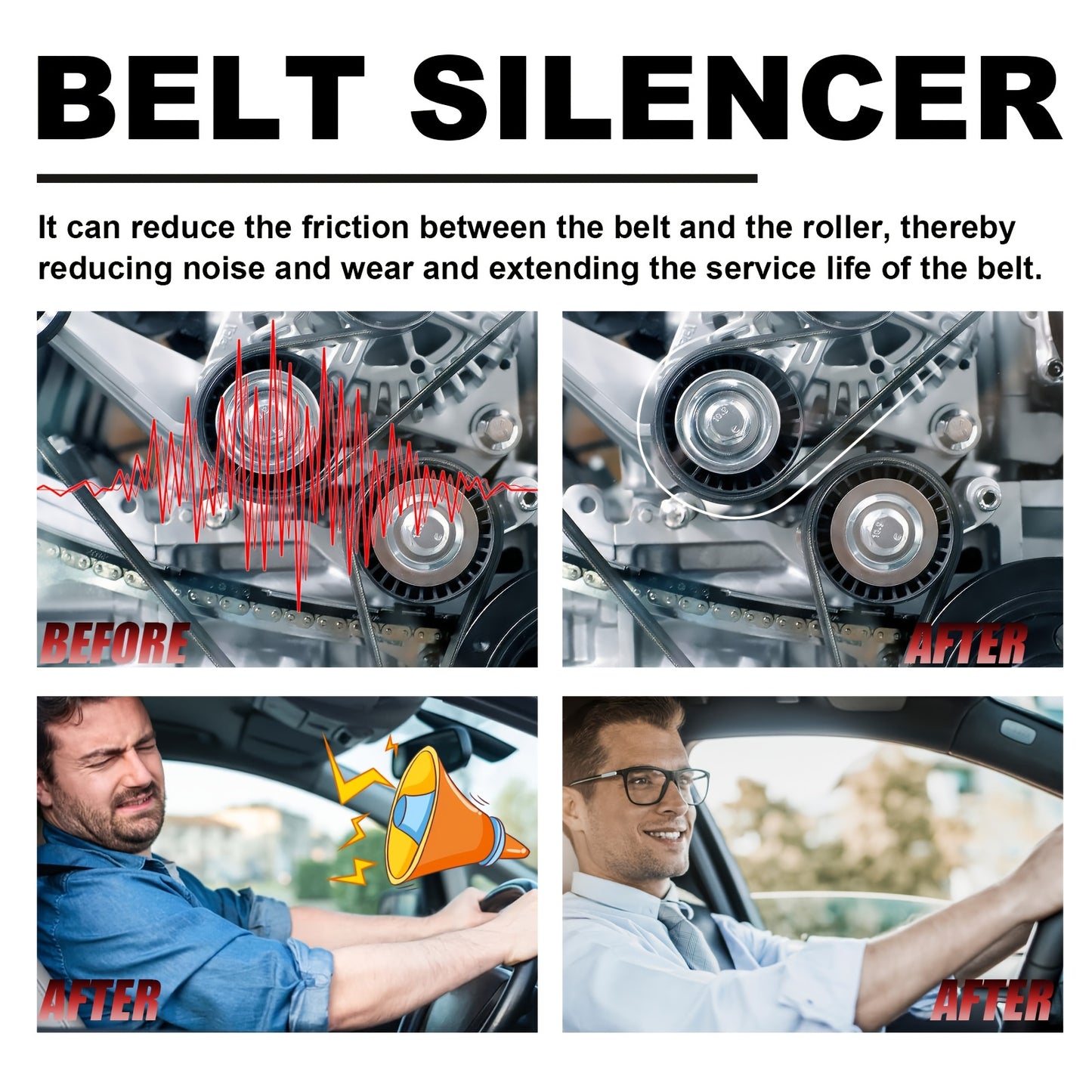 3pcs Car Engine Belt Noise Reducer & Lubricant Spray - Heavy-Duty Belt Conditioner for Quiet Operation, -Wear Formula, Long-Lasting Protection, Spray For Car, White Lithium Grease, Car Engine Lubricant, Car Lubricant, Bicycle