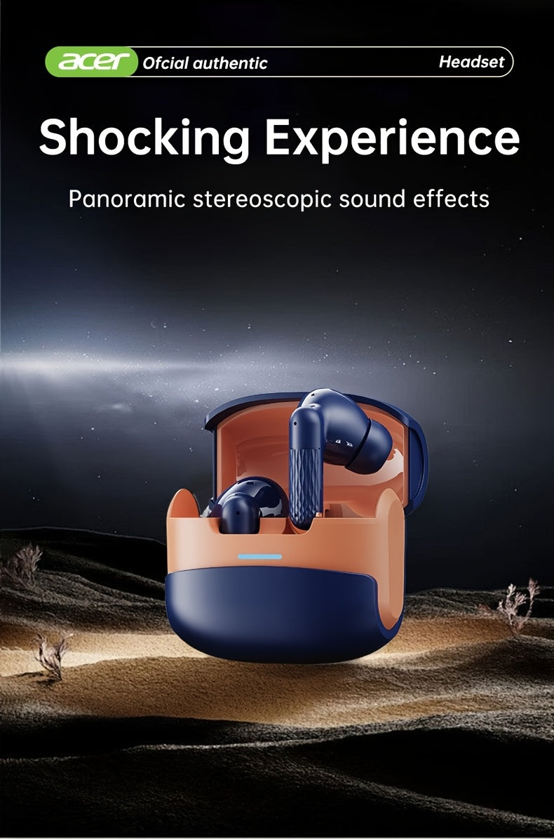 Acer OHR548 Wireless Headphones with 52dB Deep Sea Noise Reduction, In-Ear Design, Wireless 5, 4, Heavy Bass, No Sound Leakage, SSVP Extreme Digital Enhancement, Type-C Charging Case, Ultra-Long Standby, Touch Control, for Sm