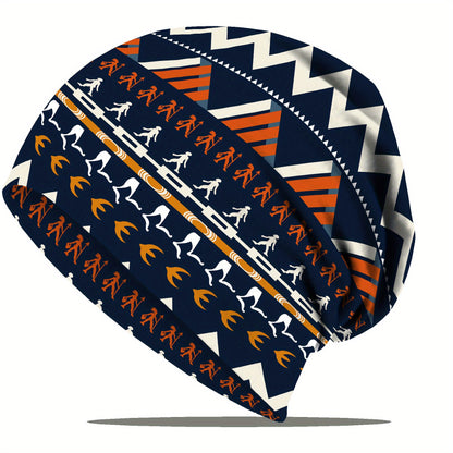 1/4pcs Vibrant Geometric Print Bohemian Style Women'S Loose Hat - Lightweight, Stretchy Fit, Hand Washable, Perfect for Chemotherapy Support & Casual Wear | Boho Headpiece | Lightweight Beanie, Winter Hat For Women, Cap For W