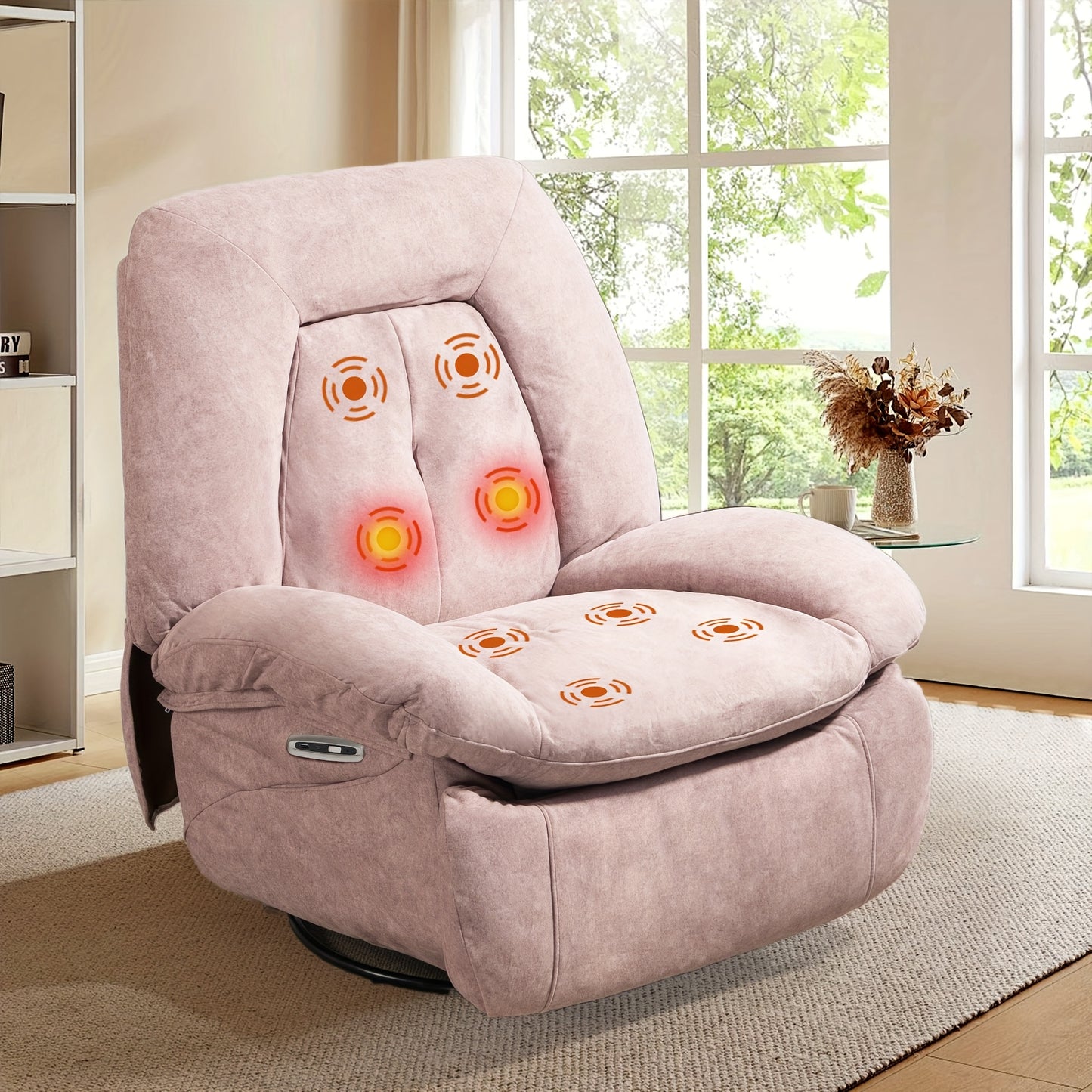 Electric Massage Recliner Chair with Heat - 360° Swivel & Rocking Recliner w/ USB Charging & Storage Pocket(for Christmas Gift)