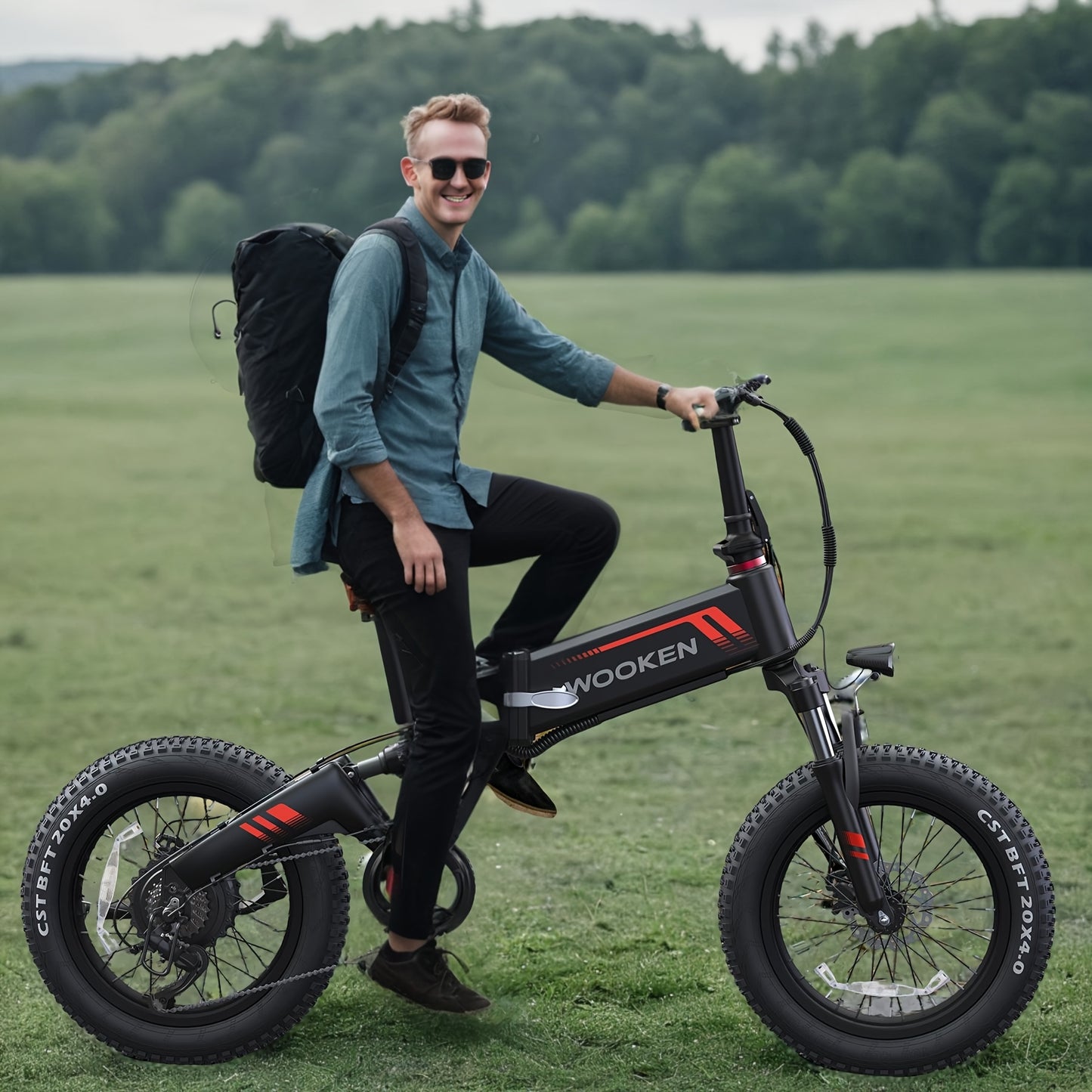Wooken 20''X 4.0 Fat Tire Electric Bike, 749W Peak Strong Power Electric Bicycle With 48V 10Ah Battery, Professional 7 Speed EBike, Updated LCD Display Electric Dirt Bike, Shock Absorber, Ebike For Mountain Beach Snow