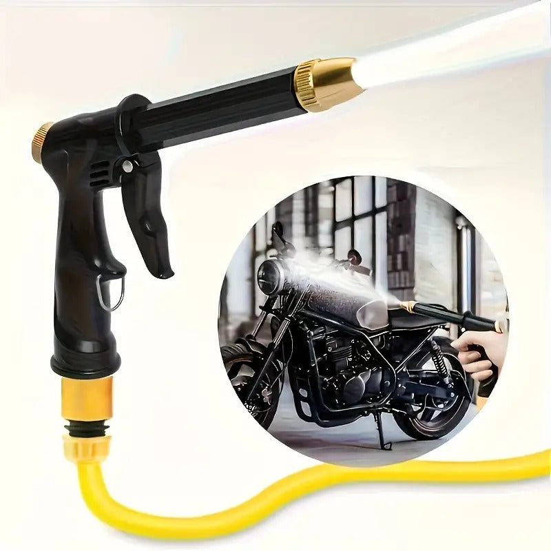 1pc High-Pressure Motorcycle& Car Wash Water Gun- Durable Plastic Construction, Adjustable Nozzle with Garden Hose Connector, Ergonomic Grip for Bikes, Vehicles, Cars, SUVs, Trucks- Heavy-Duty Manual Pressure Washer Tool, Out