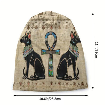 1pc Egyptian Thin Hat Hip Hop Hat Men's Warm Ancient Egyptian brimless beanie Retro floral print Fashion print thief hat - Fashionable men - Warm, durable and fashionable - Iconic artwork design