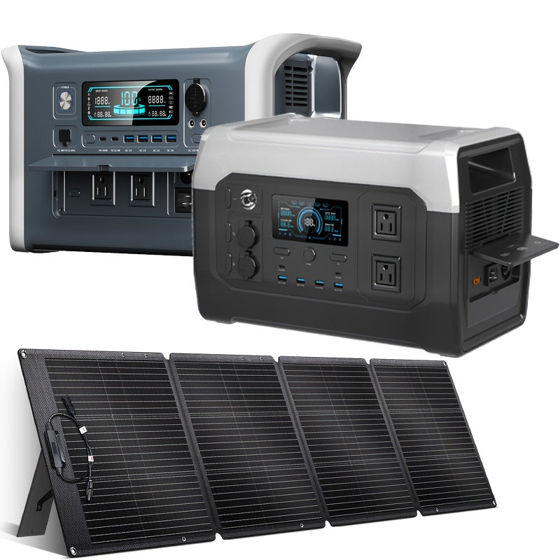 999Wh Portable Power Station Solar Generator, (with/without Solar Panel), High-capacity Lithium Battery Pack, With AC Output, DC USB-USB-C Interface, LED Light, Suitable For Outdoor, Camping, Road Travel, CPAP, Hurricane Emer