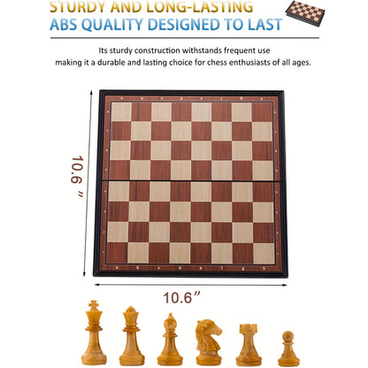 10.6 Inch Magnetic Chess Set Folding Portable - Travel Game for Inches Foldable Magnetic Chess Set - Travel-Friendly Educational Toy for Kids Adults, Fun Indoor Outdoor Activity, Christmas Gift, Holiday Gift, Interactive Game
