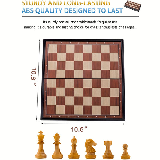 10.6 Inch Magnetic Chess Set Folding Portable - Travel Game for Inches Foldable Magnetic Chess Set - Travel-Friendly Educational Toy for Kids Adults, Fun Indoor Outdoor Activity, Christmas Gift, Holiday Gift, Interactive Game