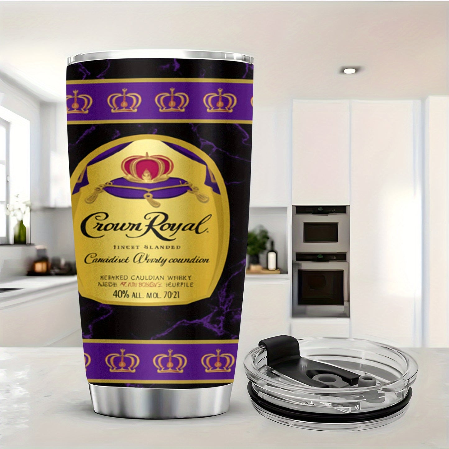 1pc 20oz Crown Royal Whiskey-Themed Stainless Steel Tumbler, Leakproof, Insulated, Non-Slip, Shatterproof, Perfect for Christmas, Halloween, Valentine's Day, Easter, Thanksgiving - Portable and Durable Whiskey Accessory