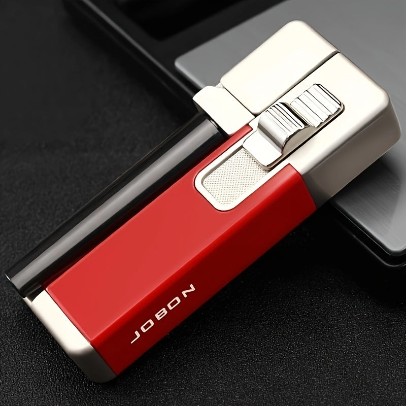 JOBON New 2-in-1 Angled Flame Lighter-Unique Side-Fire Design, Refillable, Adjustable Flame Torch with Premium Gift Box-Perfect Gift, Fiery Red (Butane Excluded)
