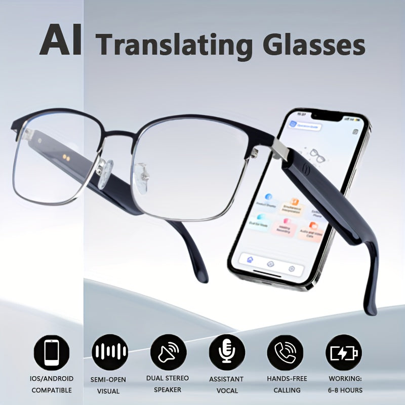 AI Smart Translation Glasses, Supporting 164 Languages, Polarized Lenses, Built-in Microphone Speaker, AI Voice Assistant, Compatible With IOS/Android, Suitable For Both Men And Women, Halloween Gifts