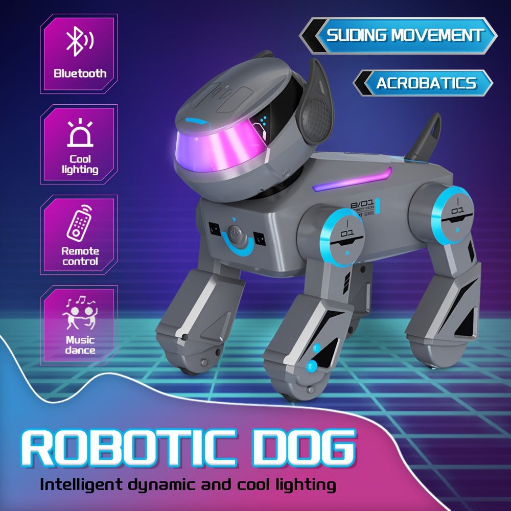 2.4Ghz RC Robot Dog with 2D/3D Acrobatics, Music & Dance, Intelligent Programming, USB Rechargeable Battery, Remote Control, for Boys & Girls, Ages 6 & Up