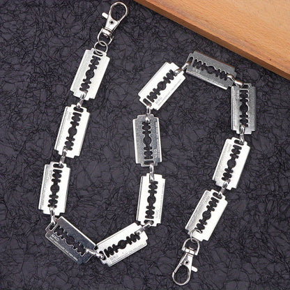 Stainless Steel Adjustable Punk Gothic Waist Chain with Metal Blade Zipper - Edgy Unisex Body Jewelry for Men & Women, Hip Hop Street Style Festival Accessory, Halloween & Christmas Gift, Durable Chain for Concerts, Parties,