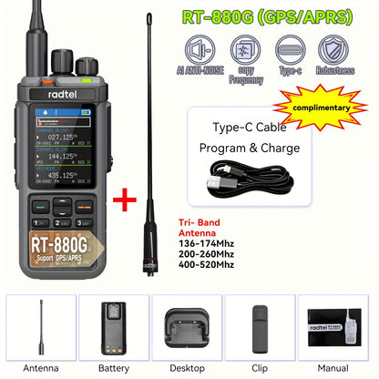 10W APRS GPS Ham Radio, RT-880G Full Band Amateur Radio With Cross Band Repeater, SSB CB USB LSB, 1024 Channels Walkie Talkie For Outdoor Emergency Survival Gear, Type-C Charging