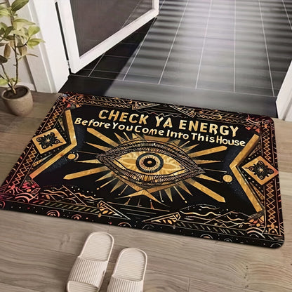 Magic Eye Check Your Energy Door Mat - Rectangular, Machine Washable, 8mm Thick, Soft Non-Slip, Suitable for Kitchen, Living Room, Bedroom, and Entryways