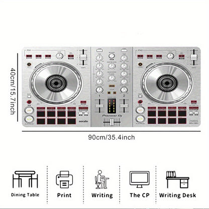 1 Pioneer DJ DDJ-SB3 Controller Mouse Mat & Office Desk Mat | Vibrant DJ Equipment Design with Turntable, Durable Polyester And Rubber Material, 90Cm/35.4 Inches, Red, Perfect for Home Studio And Office Use, Studio Equipment,