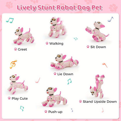 VATOS Interactive Robot Dog Toy with Voice Control & Remote, Smart Robotic Puppy with Touch Sensors, 20+ Responses, Programmable Moves, USB- Interactive Learning Toy with Expressive Eyes & Bark, for Boys & Girls Ages 3+ (Pink