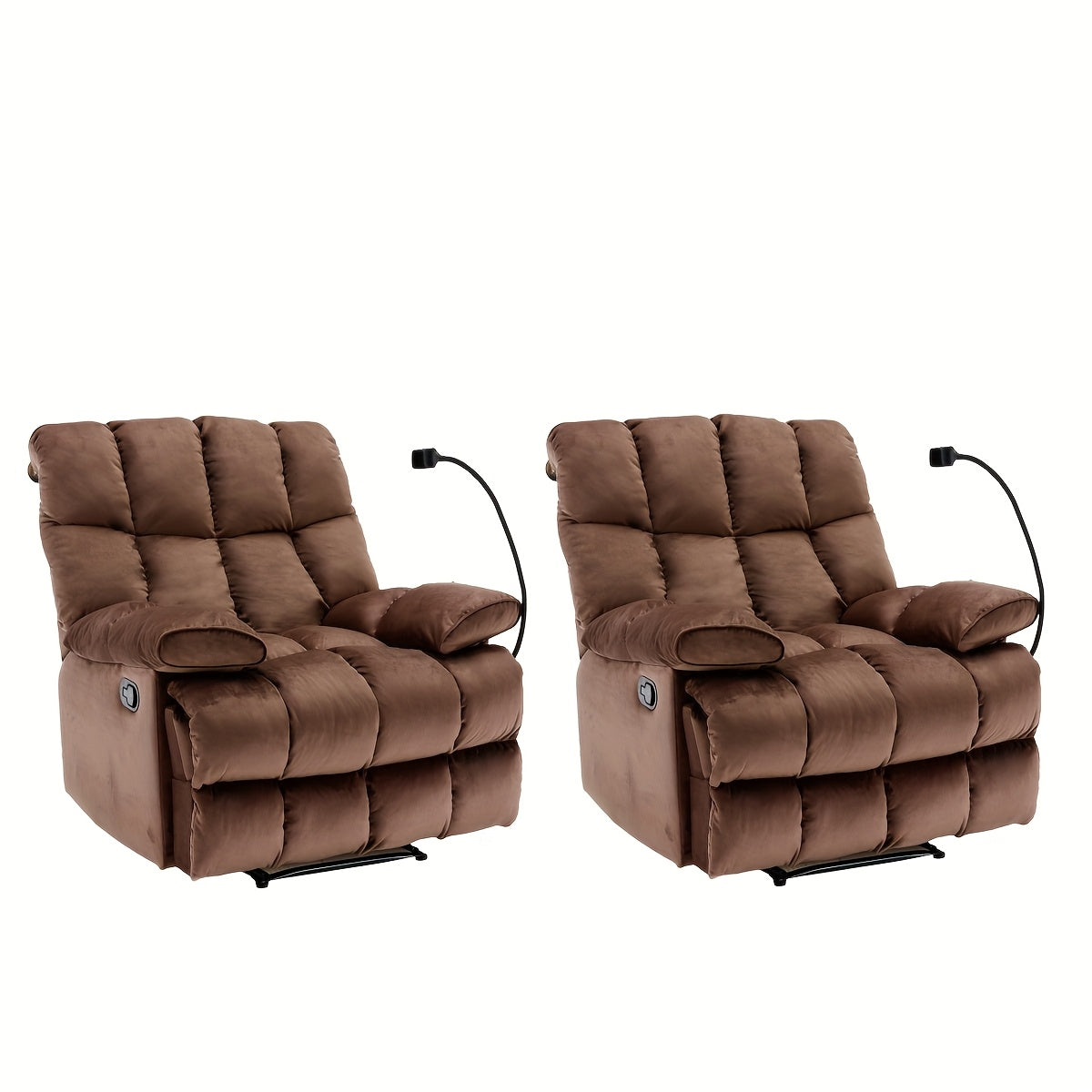 Chizzysit 2 Pack Manual Recliner Chair, Oversized Reclining Chair, Velvet Comfortable Recliner Chairs for Adults with Soft Overstuffed Arms And Back, Heavy Duty Reclining Chair for Living Room, Ergonomic Single Sofa Chair, So