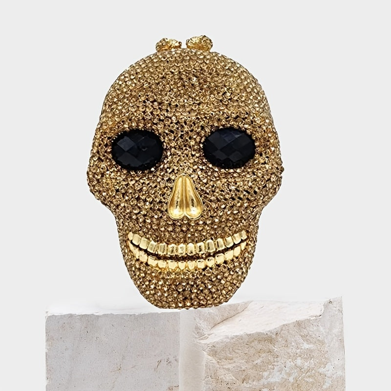 Ladies 3D Skull Evening Bag Rhinestone Clutch Bag Prom Party Small Square Bag