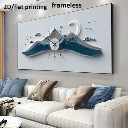 1pc Extra Large Modern Minimalist Ocean Wave Clock Canvas Poster - Frameless Wall Art Print, Large Modern Decor for Living Room, Bedroom, Clock Wall Decor, Extra Large Wall Clock, Living Room Wall Pictures, Wall Pictures, Liv