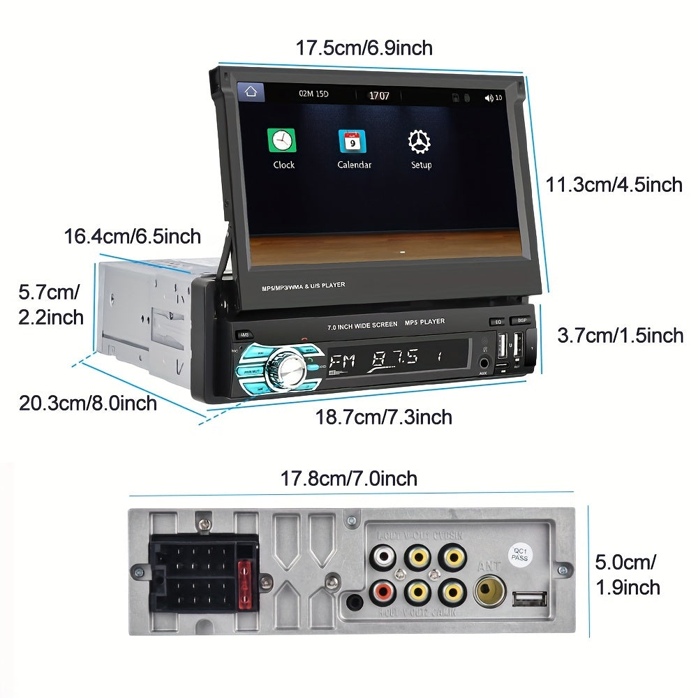 Podofo Wireless Carplayer - Single Din Car Stereo - 7 Inch HD Flip Out Touchscreen Car Radio - with Wireless Car Player Android Auto, Wireless, Type-C/USB/TF/AUX, SWC, FM, Voice Control, Backup Camera