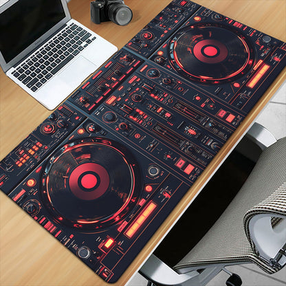 DJ Control Panel Rubber Anti-Slip Mouse Pad - Black with Red & Orange LED Lights, Ideal for Gaming & Office Use, Office Desk Mat|Modern Desk Mat|Durable Desk Mat, Mouse Pads for Desk