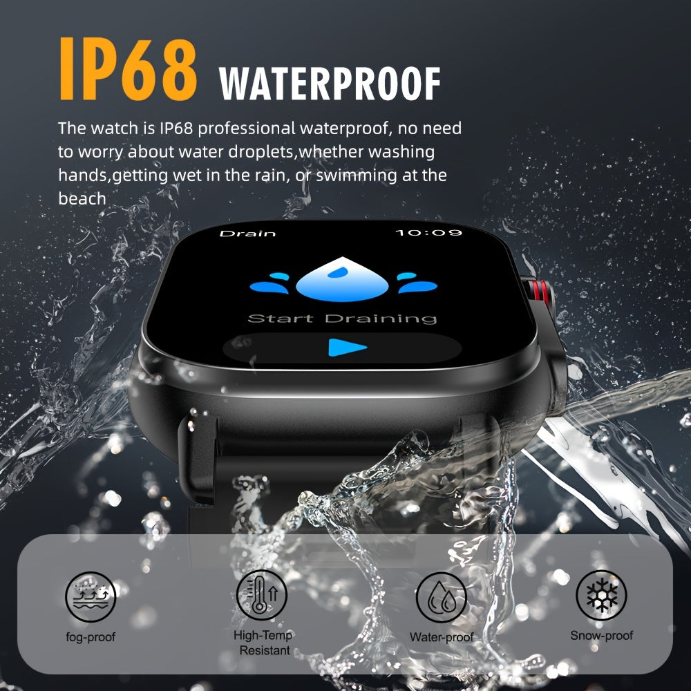 New 2.01-Inch Large Screen GPS Smartwatch with Precise Tracking, Route Display, Wireless Calls, Message Alerts, LED Flashlight, High-Quality Design, 100+ Sports Modes, Compass, Barometer, 460mAh Battery, IP68 Waterproof – E