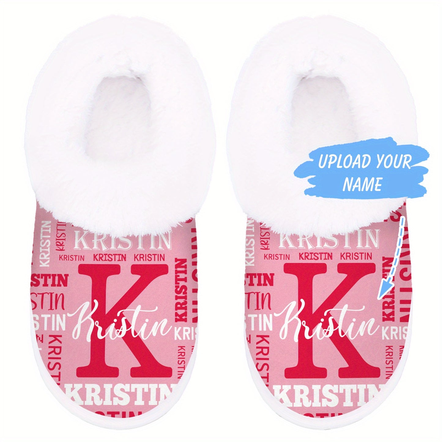 Personalized Women's Custom Name Slippers - Add Your Own Name, Non-Slip Rubber Sole, All-Season Indoor House Shoes, Machine Washable - Ideal Gift for Women (Birthday, Christmas) - Cozy Personalized Lounge Footwear, Slipon Des