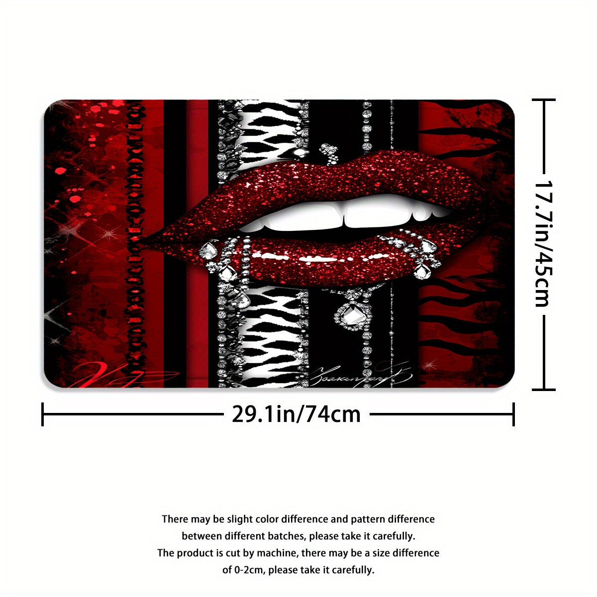 Sexy Red Lips Print 4pcs Bathroom Set with 12 Hooks - High Quality Shower Curtain, Anti-Slip Bath Mat, Toilet Cover & U-Shaped Carpet - Glitter Accent Black & Red Design, Machine Washable Luxury Bath Decor for Modern Homes