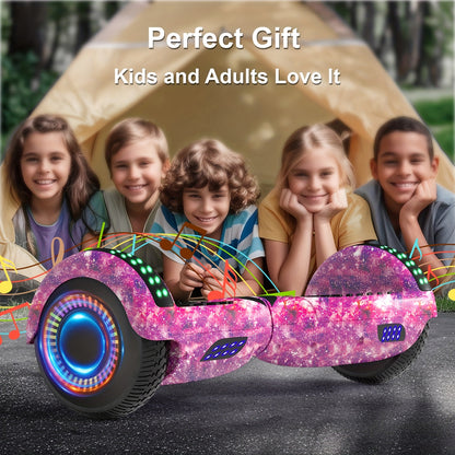 6.5" Hoverboard for Kids, LED Lights, Self-Balance Technology, Music Player, Gift for Children, Teenagers And Adults, Maximum Speed Up to 7.5mph, Maximum Range Of 7.5 Miles, 300W, Fun Ride, Urban Commuting, Sleek Design, Mode