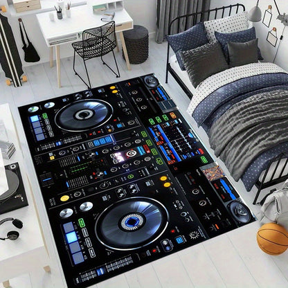 DJ Mixer Print Area Rug - 800g/m² Luxurious Crystal Velvet, Large Size (≥1.8msku), Durable & Stylish Decorative Mat for Office, Living Room, Bedroom, and Porch - Perfect for Desk, Coffee Table, and Hallway