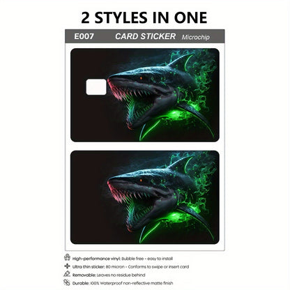 Fierce Mutant Shark Pattern Sticker Set, Featuring a Future Sense, Technology Sense, Durable Privacy Stickers Made of PVC, Suitable for Credit Cards, Transportation Cards, Debit Cards, Keys, And Is Designed to Protect Bank Ca