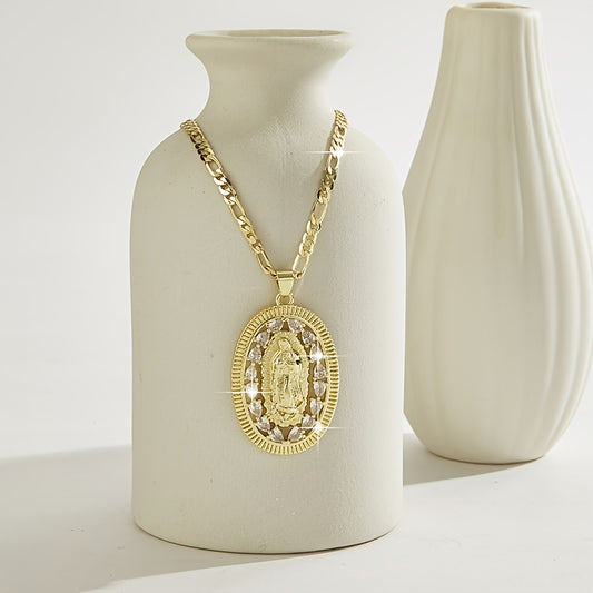 1pc Religious Jesus Christ Jewelry - 24-Inch Saint Death Pendant Necklace with Sacred Guadalupe Icon, Latin Faith Symbol for Weddings, Parties, Year-Round Wear - Women's Spanish Language Religious (Ramirez Line Collection