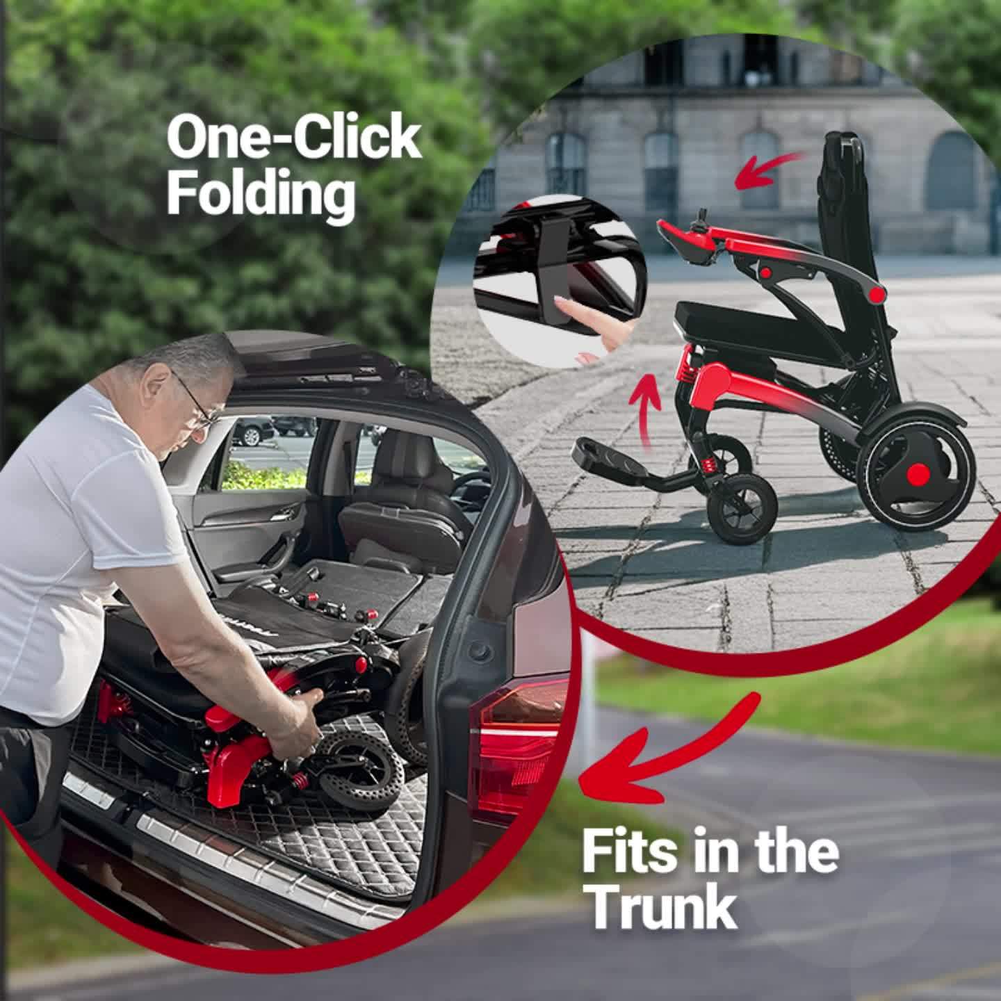 Lightweight And Foldable Electric Wheelchair, Senior Citizen Mobility Scooter. The Whole Vehicle Only Weighs 39.68/57.32 LB And Can Be Folded With Just One Click For Convenient Storage.