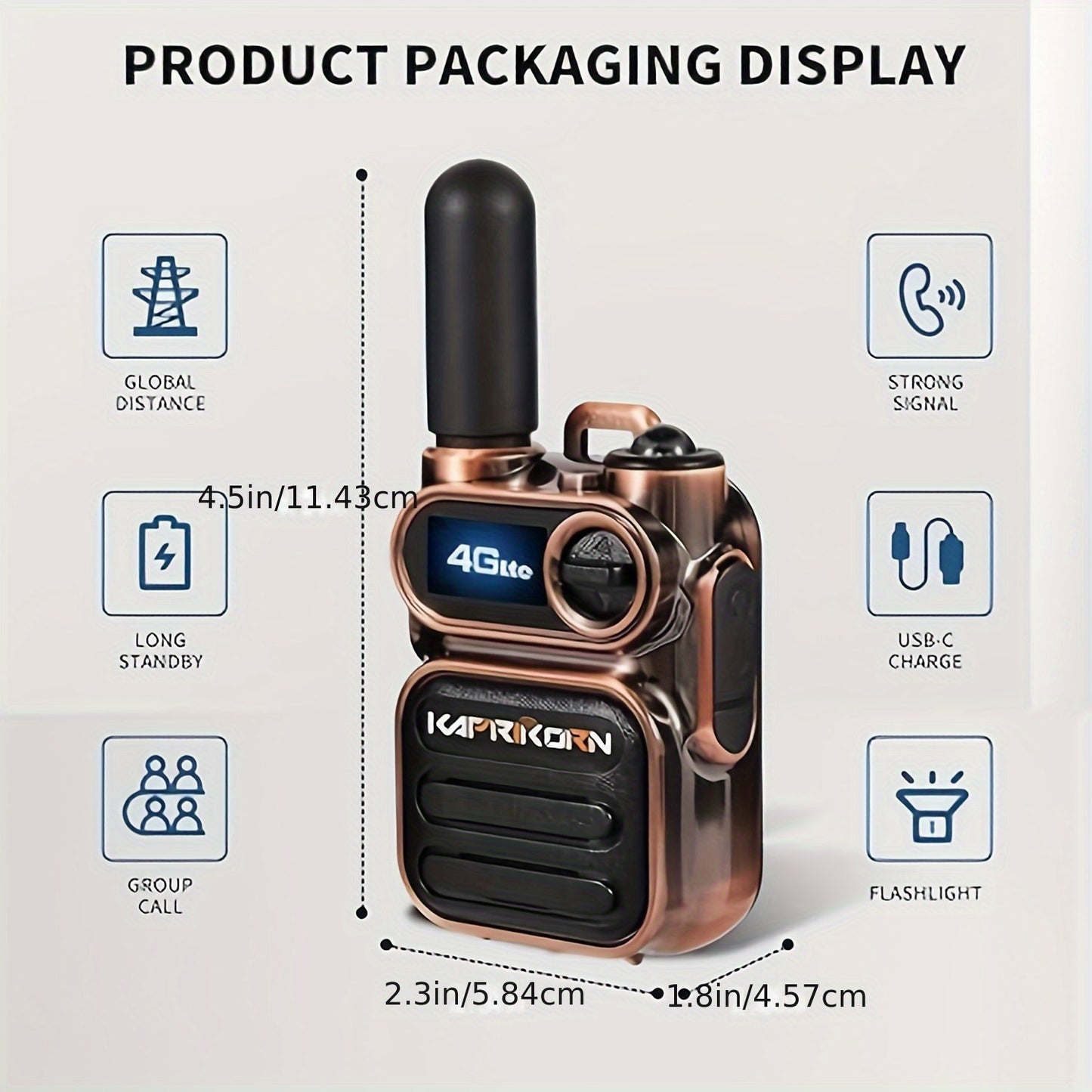 Global Walkie Talkie 4G LTE, UltraCompact, Long Standby, USB Charge, Group & Private Calls, LED Flashlight, Headset Jack Ideal for Office Business, Security, Warehouse, And Recreation, 2G/3G/4G/5G Cellular Network Capabilitie