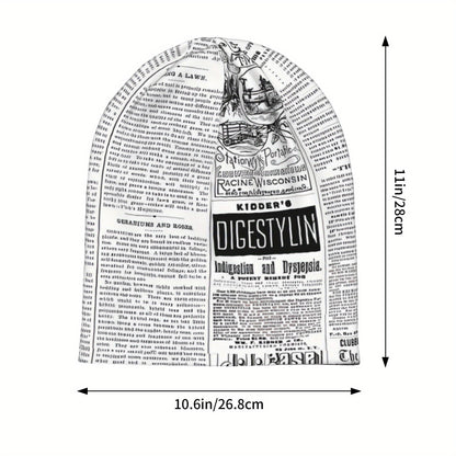 Vintage Newspaper Print Soft Knit Beanie Hat for Men & Women - Funky Style, Stretchy & Comfortable Ski Cap, Hand Washable, White with Black Text Design, Winter Hat