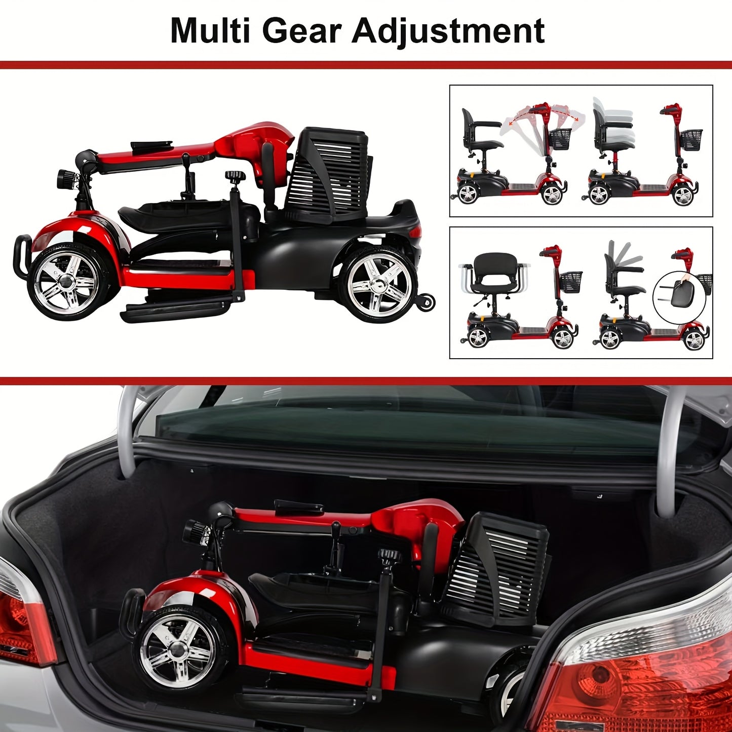 Foldable Electric Mobility Scooter for Adults, All-Terrain Scooter with Basket & Cup Holder, LED Headlight/Horn - 250W High-Speed Motor, 14-Mile Range, 265lbs Capacity, Portable Transport, Urban Commuting, Modern Transport, C