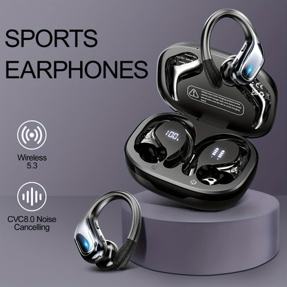 [Pure Bass Sound] LIFEBEE Wireless Earbuds | Earphones with Earhooks | Pure Bass Sound | ENC Noise Cancelling | Dual-LED Display | Built-in Microphone