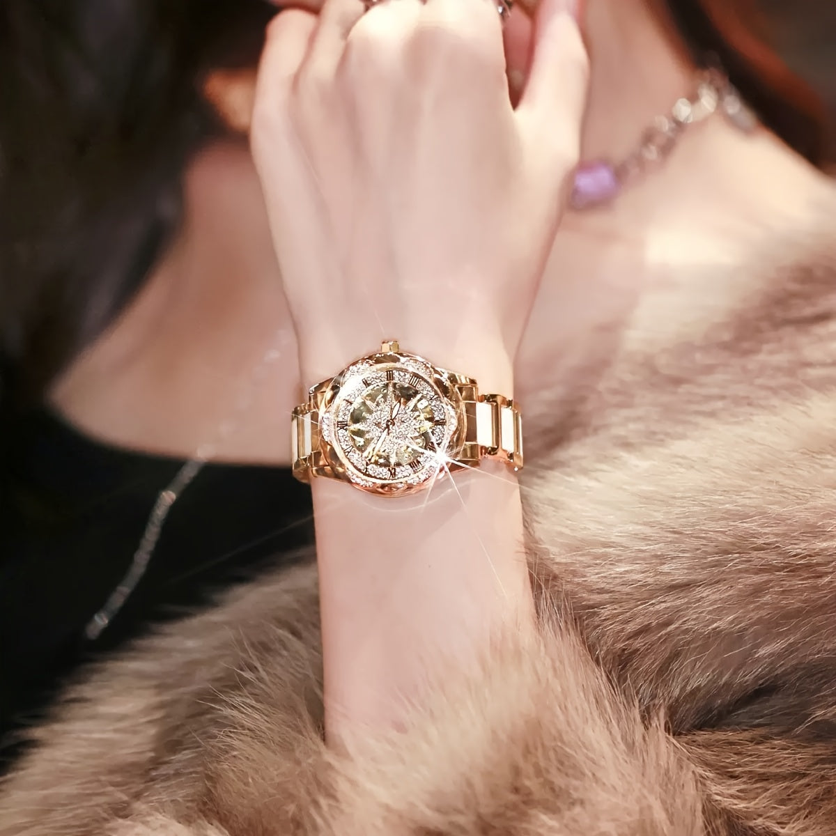 Fashionable Women'S Watch with Sunflower Design, Suitable for Swimming And Daily Wear.