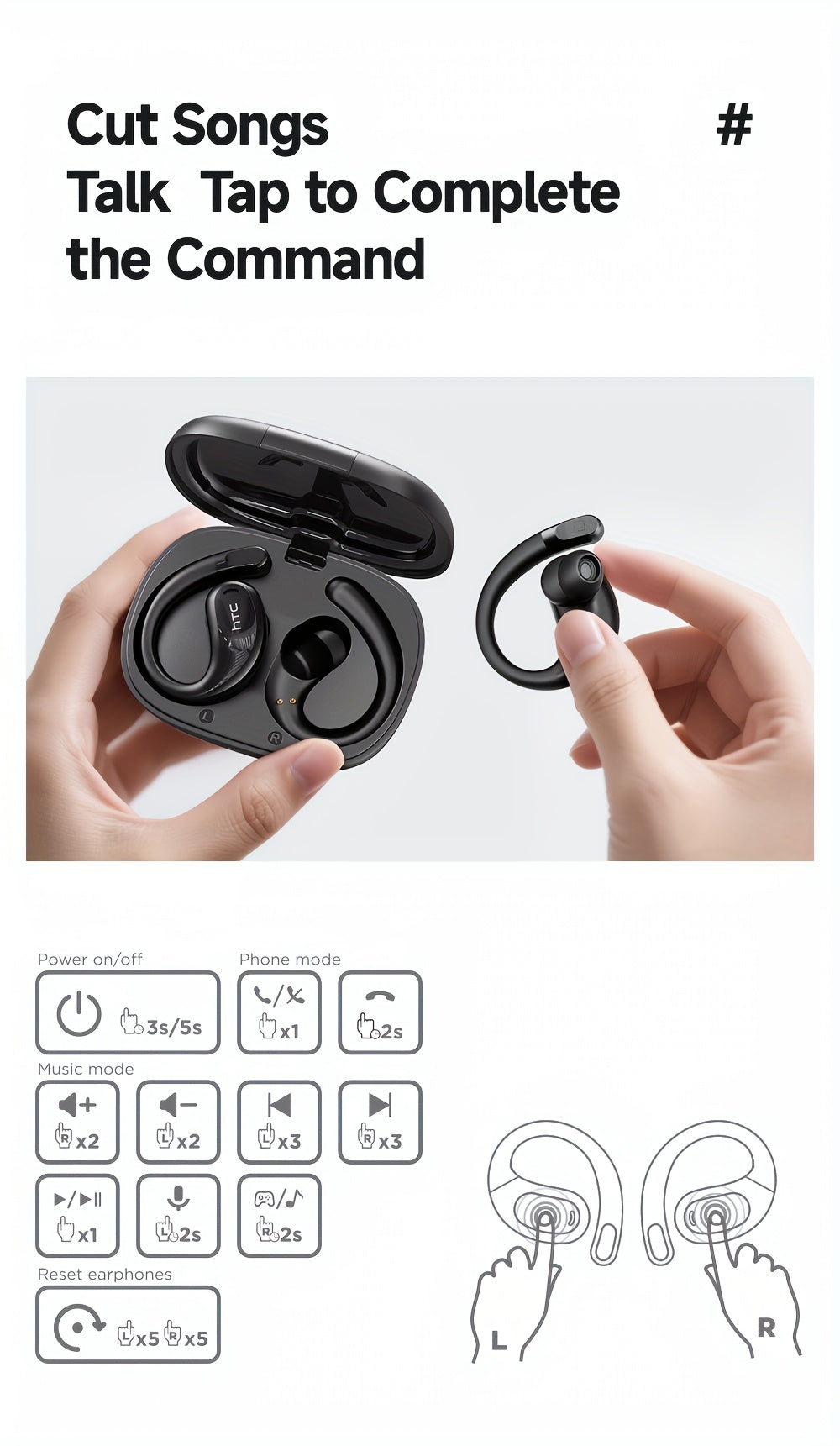 [HTC NE22 | Open AI] HTC NE22 Open AI Translation OWS Headphones | 135 Languages | Face-to-Face Dual Voice | HIFI High-Quality Sound | Built-in Mic | Global Travel & Negotiation