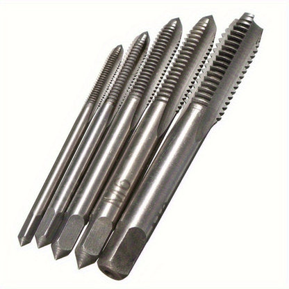 5pcs Stainless Steel Tap and Die Set with Chrome-Plated Wrench - Precision Thread Cutting Tools for Metalworking and Gear Repair, Ideal for Projects, Metalworking Tools|Sleek Metallic Finish|Durable Construction, Metalworking