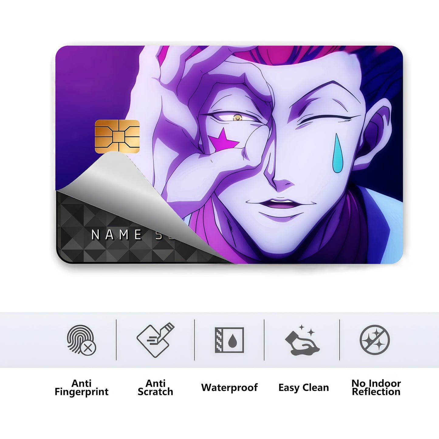 Cool Anime-Themed Awkward Avatar Pattern Ultra Thin No Residue PVC Stickers, Suitable for Credit Cards, Debit Cards, Passes, Key Cards, Bank Cards- High Quality Scratch Proof Wearable Non Slip, Pass Cover, Keycard Decal, Styl