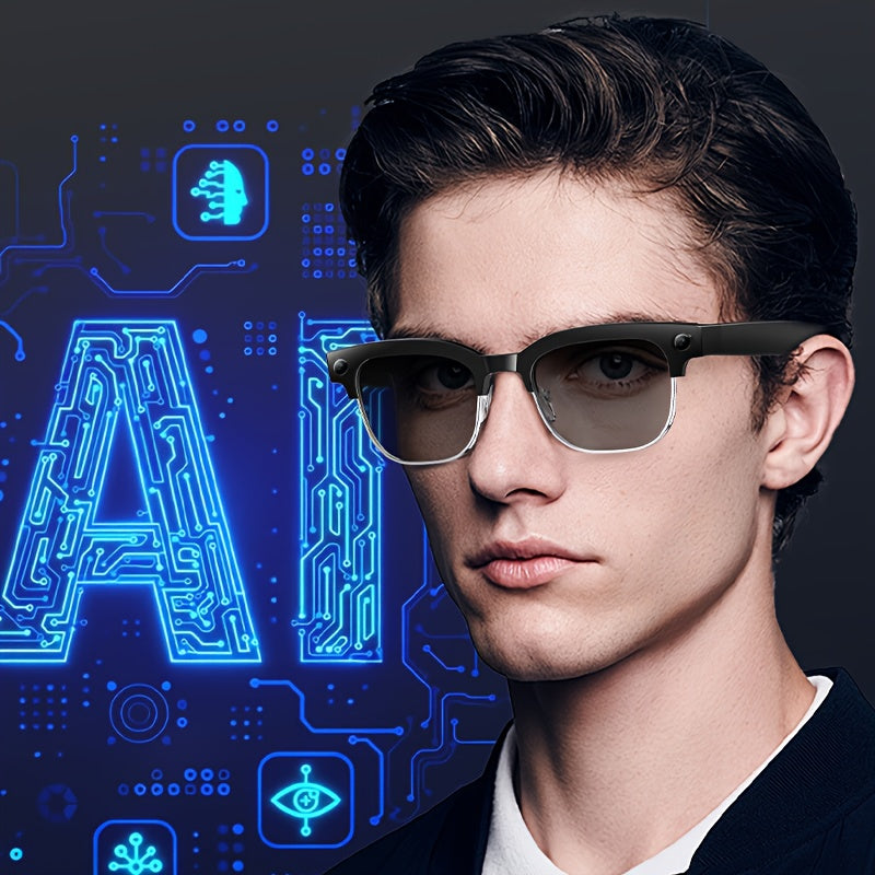 Brand New Design - New Arrival - Stylish Glasses With Smart Camera | Wireless Calling And Music Playback | Real-time Multi-language Translation | HD Video Recording | UV Protection | Lightweight, Hands-free Design - Perfect F