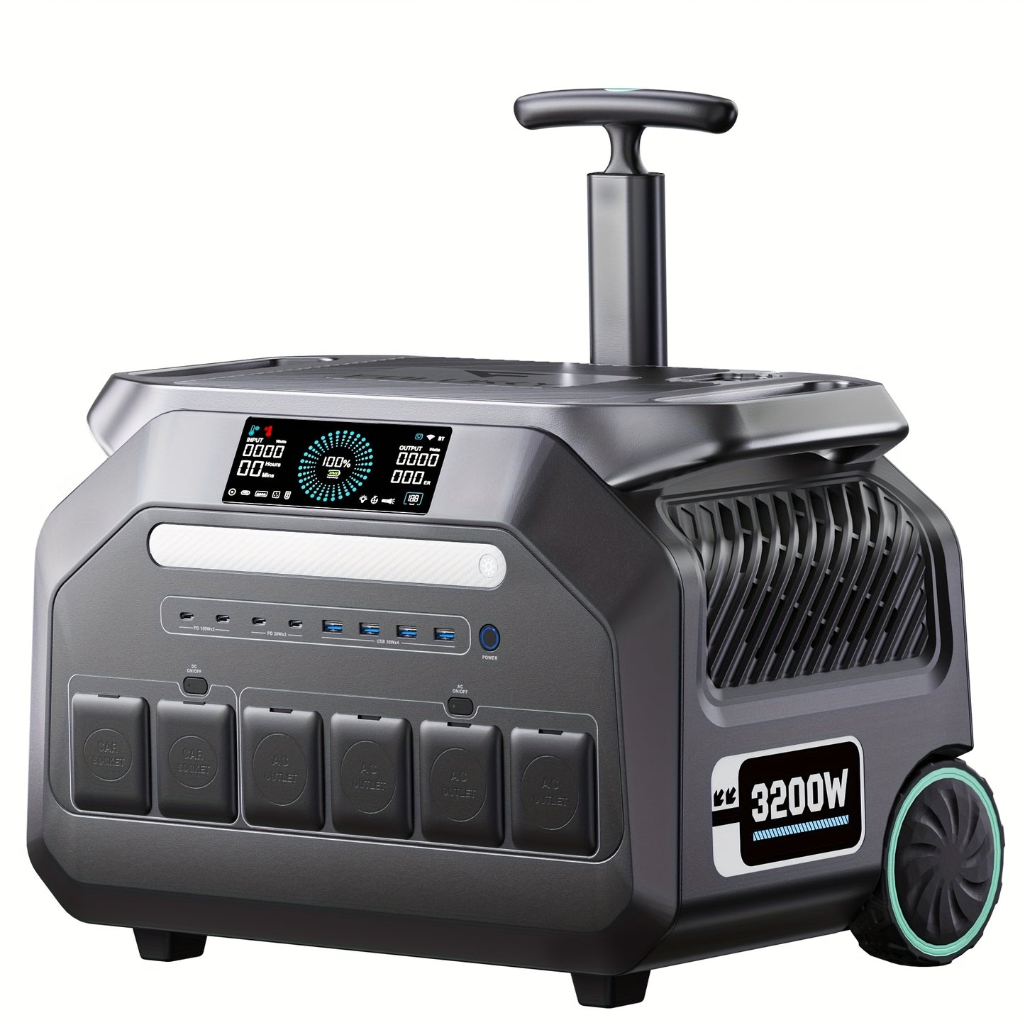 IEE P3200 Power Station 200W 400W Solar Panel (Optional), 2048Wh/3200W (6400Peak) Solar Generator, 1800W Super Fast Charging, LiFePO4 Battery, APP Control Emergency Power Station for Home, Camping, Power Outages