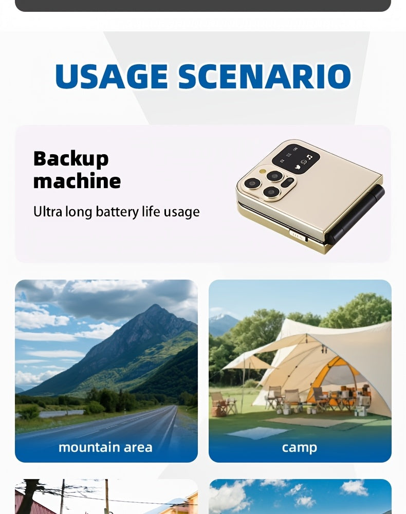 Innovative Mini Pocket Phone | Lightweight, Dual-Sim, Long Standby Time, 2G Network, Multi-Language Support, Foldable Design, Basic Communication Features, Android Os, Battery, Usb Type-C Charging