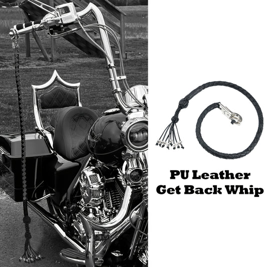 12 Colors 36in Motorcycle Get Back Whip with Fringes And Silvery Skulls for Handlebar Fringed, PU Leather Handlebar Motorcycle Accessories for Bikers