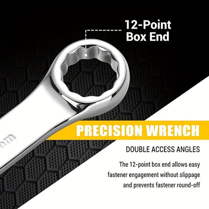 [Dual-Use Wrench Set] 10pcs Dual-Use Wrench Set, Metric and Standard Sizes, Ergonomic Grip for Daily Life Needs, Suitable for Car, Bicycle, Motorcycle, and Sailboat Maintenance, Metal Material, Mechanical Operation, No Batter