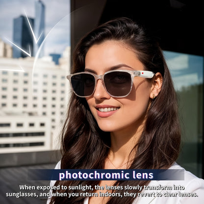 Ai Translation Smart Glasses, Multi-Functional Audio Glasses with 160+ Language Support, Built-in Microphone and Speaker, Music Playback & Voice Calls, Photochromic Lenses, Suitable for, Driving, Relaxing, and Daily Office We