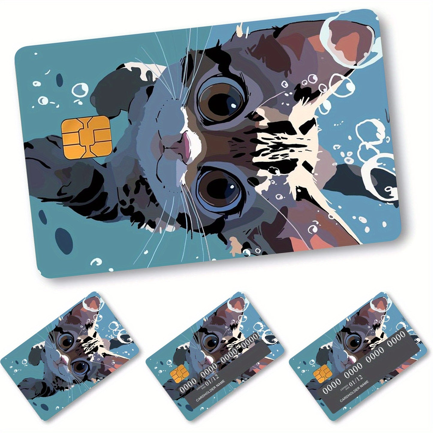 4pcs Whimsy Cat Frosted Decal, Simple Style PVC Self-Adhesive Removable Card Decor for Credit, Debit, and Transit Cards