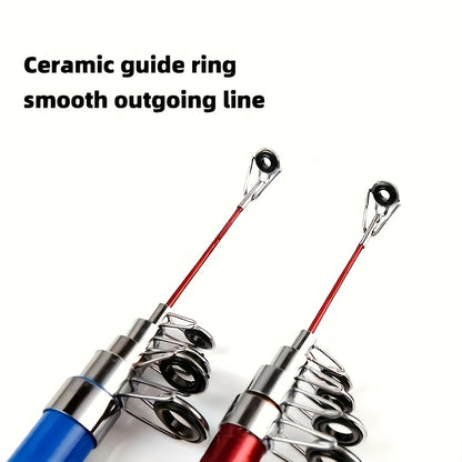 [Portable Fishing Rod Set] Portable All-in-One Fishing Gear Set | Telescopic Fishing Rod with Rotating Reel, Bait Hooks, Travel Case, Storage Bag, Soft Bait T-Shaped Tail Pre-Wound Spool Kit